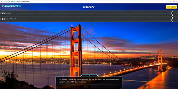 Typing racer game - a nice break from work