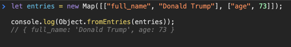 Object.fromEntries() ECMAScript