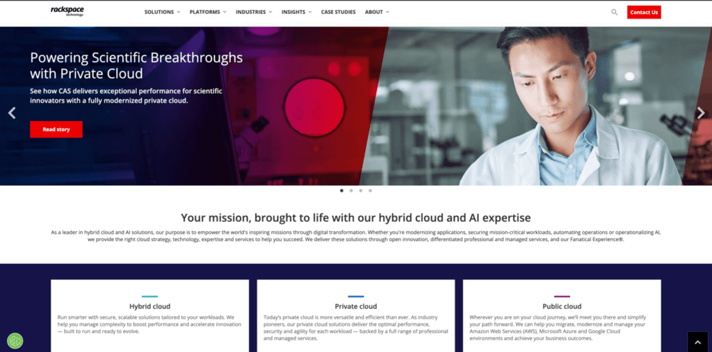 5. Rackspace Technology – Best for Managed Services