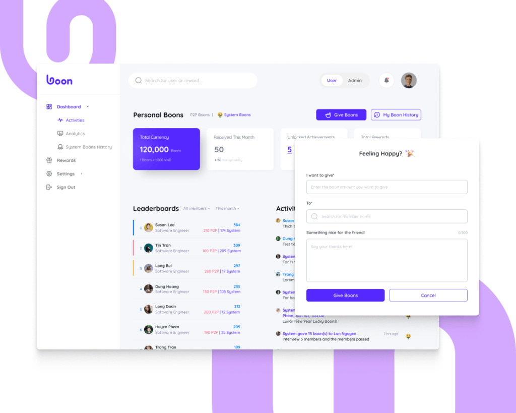 Boon - a gamified employee motivation app by Designveloper