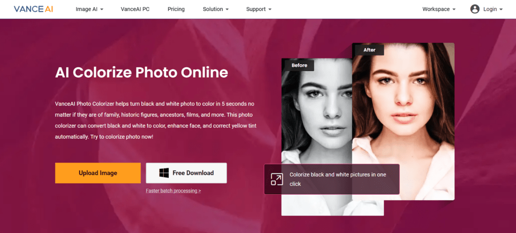 5. VanceAI Photo Colorizer: Fast Results with a Polished Look