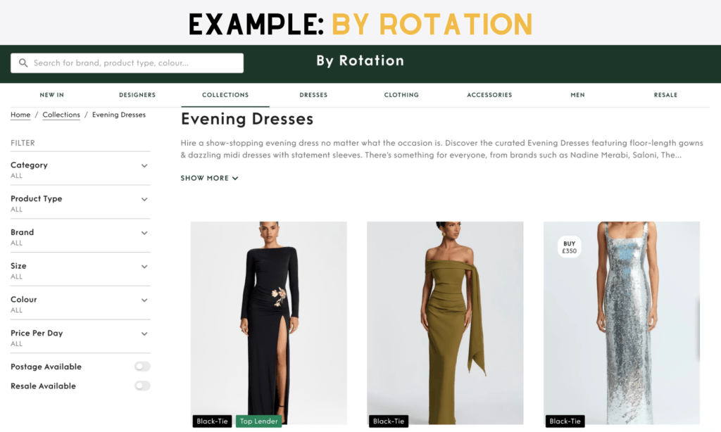 Evening Wear Rental Platform