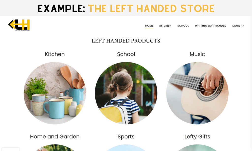 Left-Handed Specialty Store, one of the best eCommerce business ideas