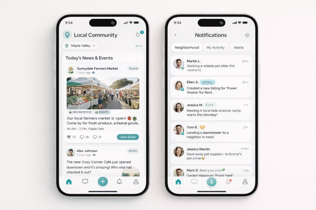 Local Community App connects people within a specific geographic area