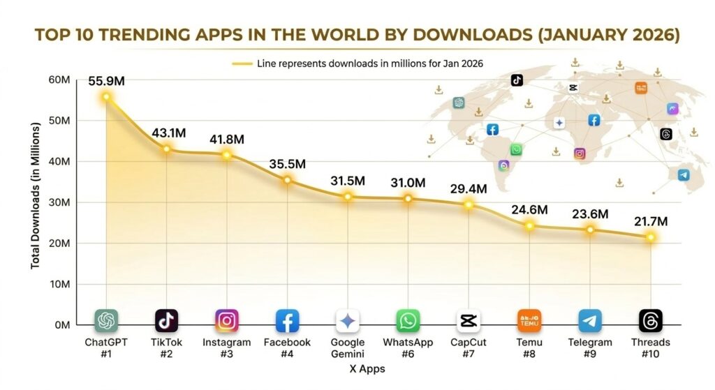 TOP 10 Trending Apps in The World by downloads